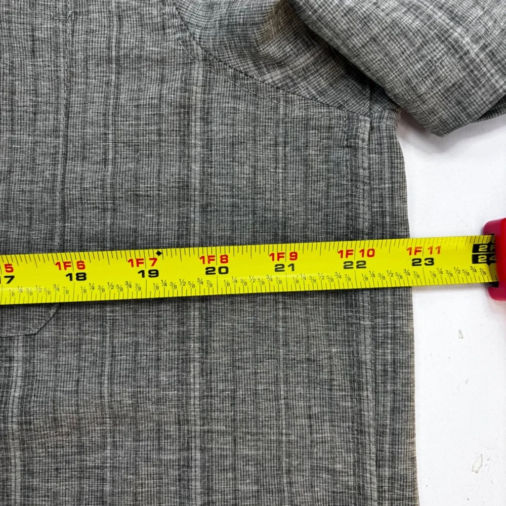 Tallwoods Mens Gray Textured Stretch Short Sleeve Button Down Shirt Size‎ M